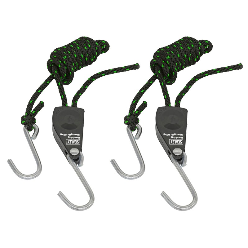 Sealey Ratchet Parts Hanger/Tie Down 2m with S-Shaped Hooks -