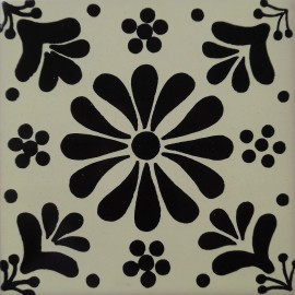 Handmade 40 pcs CERAMIC TILE 6X6 Black and white handmade Mexican talavera mosaic tiles