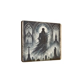 Gothic Phantom Cemetery Scene Wooden Fridge Magnet (mag-kf25-169)