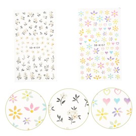 Baluue 5D Embossed Nail Art Stickers 2 Sheets Floral Manicure Decals for DIY Nail Decoration for Women and Girls