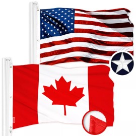 G128 Combo: USA Flag & Canada Canadian Flag Both 6x10 Ft Embroidered 300D Poly
