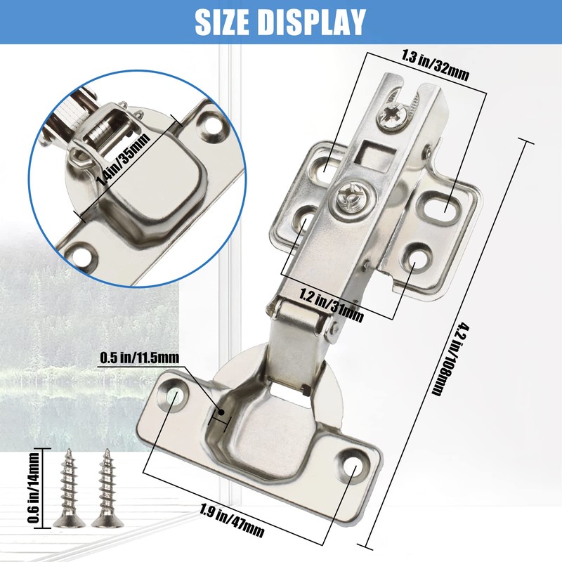 CVIUYO 10 Pcs 35mm Soft Close Kitchen Cabinet Hinges, Concealed
