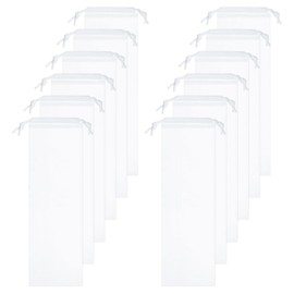 HARFINGTON 12pcs Umbrella Bags 18.5"x5.9" Wet Umbrella Sleeve Cover Reusable Folding Umbrella Storage Bag with Drawstring for Folding Travel Umbrellas, White