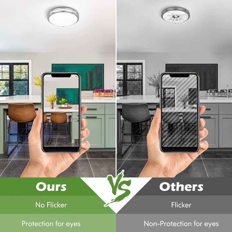 2-Pack 36W LED Ceiling Light Fixture (450W Equiv), 12IN Modern