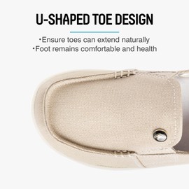 Zapatos sin cordones para mujer – Mocasines casuales para mujer con soporte de arco – Tenis de lona para fascitis plantar para caminar diario, Beige, 11