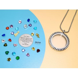 Veeshy Thanks For Being My Mom Birthstone Necklace Floating Locket - Best Mother's Day Gifts for Mom, Women - Unique Gag Present Idea for Her from Daughter or Son -Top Birthday Gift