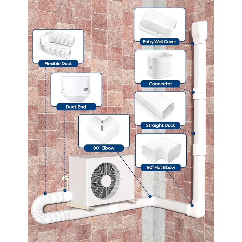Nouscan 4" 9.5Ft Mini Split Line Set Cover with Flexible