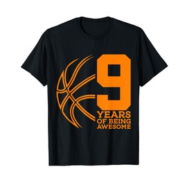9 YEARS OF BEING AWESOME BASKETBALL 9TH BIRTHDAY T-Shirt