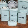Darthome Retro Blue Tea Coffee Sugar Canisters Vintage Metal Square