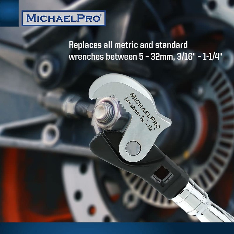 MichaelPro MichaelPro 3-Pc Spring-Loaded Auto Size Adjusting Crowfoot Wrench Set,
