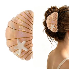 Seashell Claw Clip, Summer Hair Clips for Thick Fine Curly Hair, Acetate Seashell Claw Clips for Women Girls Beach Stylish Hair Accessories Gifts, Oorange