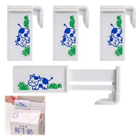 DELUXEFOX Milk Seal Clips Milk Seal Clips (Pack of 4) Adjustable Telescopic Leak Proof Food Storage Bag Clips for Milk Packs, Food Storage Bags, Various Boxed Drinks