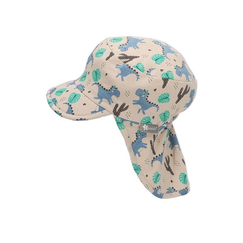 Sterntaler Boys' Peaked Cap with Neck Protection Desert Dinosaur Sun