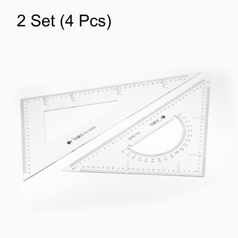 HARFINGTON 4piece Triangle Ruler Square Set 36cm 30/60 and 45/90
