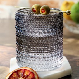 Kate Aspen Hobnail Beaded Drinking Glasses Vintage Glassware Set | Cocktail Glass Set, Juice Glass, Water Cups | Makes A Great Hostess Gift, Gift for Newlyweds (Smoke Grey)