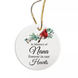 LifeSong Milestones Memorial White Ceramic Round Hanging Ornament Gift 2.75" - In Memory Of Nana