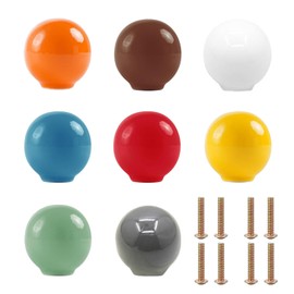 Yuaaoh Ceramic Knobs Cupboards Colourful Pack of 8 Ceramic Knob Handle, Smooth Ball, Furniture Knobs, Ceramic Colourful for Kitchen, Children's Bathroom, Chest of Drawers, Cupboard, with Screws (8