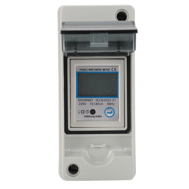 Single Phase Energy Meter LCD Backlit Display 35mm DIN Rail
