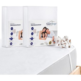 Waterproof and Breathable Cotton Mattress Protector (Oeko-Tex® Standard 100) Provides Mattress Protector, Moisture Protection Serves as Mattress Topper, Washable at 60° (100 x 200 cm (Pack of 2))