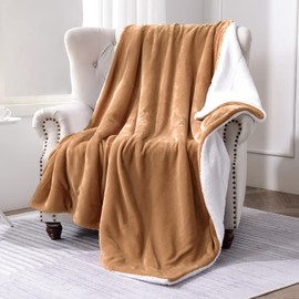 SOCHOW Sherpa Fleece Throw Blanket, Double-Sided Super Soft Luxurious Plush Blanket Twin Size, Camel, 60" X 80"
