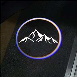 2Pcs Car Door Projector Logo Light for Mountain Range Mountain Mountains Climbing Hiking Explore Adventure, Universal Wireless Courtesy LED Ghost Shadow Lights Welcome Lamp Suitable fit All Models