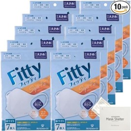 kurahooon 10袋セット フィッティ スタイルフィットプラス 立体 ホワイト やや大きめ 7枚入 Fitty kurahooon マスクケース付き