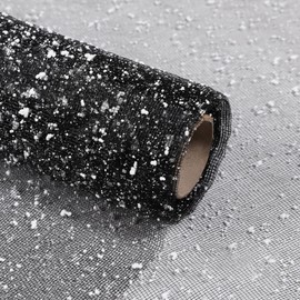 Oakbud Korean Style Flower Wrapping Mesh Snow Dot Yarn Floral Bouquet Wrapping Paper Gift Packaging Supplies for Fresh Flowers,DIY Crafts 1Roll 19.7inch x 4Yard (Black)