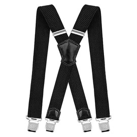 Voarge Mens Braces with Very Strong Metal Clips, with 4 Strong Metal Clips Adjustable and Elastic for Men and Woman (Black)