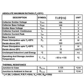TIP31C TIP31 Transistor de Potencia NPN de Silicio 3A 100V Transistores Darlington de 3 Amperios 100 Voltios TO-220 (Paquete de 20 piezas)