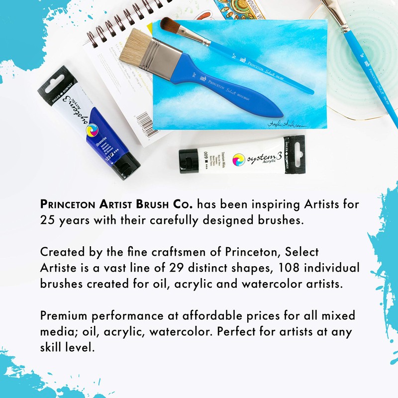 Princeton 3750FB-8 Select Artiste Filbert Paintbrush, Synthetic, Size 8, Multicolor