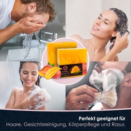 Panu Mango Soaps - Vegan Shower Soap for All Skin Types - Natural Soap as Solid Shower Gel and Solid Shampoo - Premium Soap Bar - Natural Shower Chunk as Solid Shower Gel