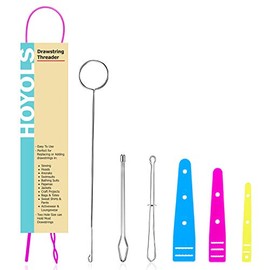 HOLYOS Juego de 7 enhebradores de cordón Bodkin, gancho para coser bucle, roscas elásticas, pinzas de metal, rápida y fácil de reroscar cuerdas de reemplazo para correas de cinturones de correas y tiras