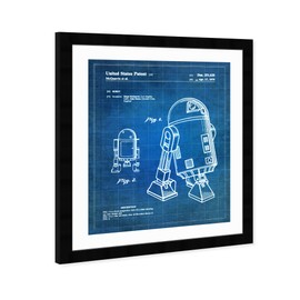 The Oliver Gal Artist Co. Vintage Movies Wall Art Prints 'Robot II, 1979' Framed Blueprints Home Décor, 10" x 12", Blue, White