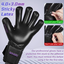 WVVOU Goalkeeper Gloves for Adults and Teenagers, High Performance Goalkeeper Gloves Children with 5 Removable Fingersave, Football Gloves with 4 mm Sticky Latex on the Palm (Purple, 9)