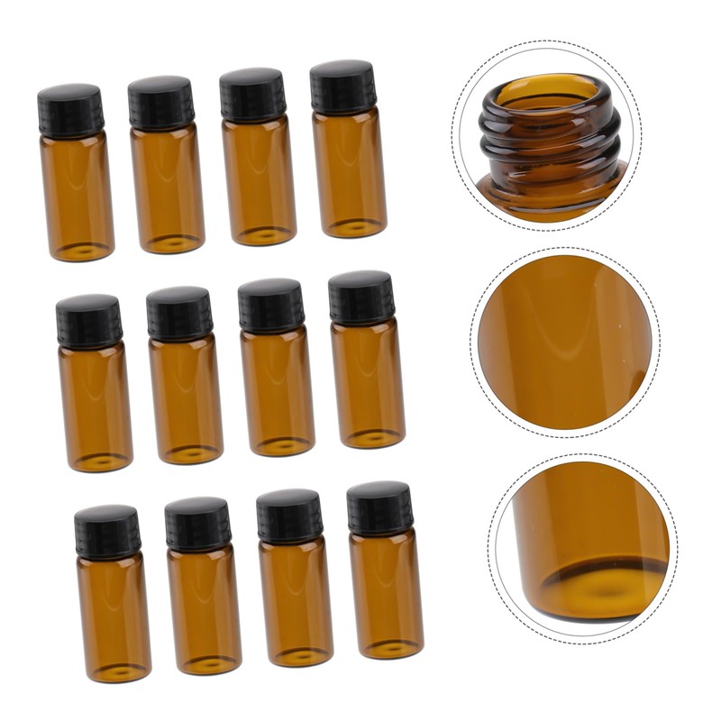 Vaguelly 15pcs Small Essential Oil Bottles Screw Caps for Refillable