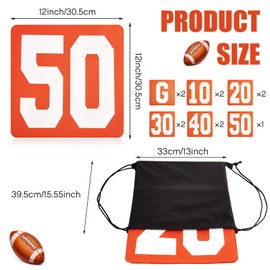 Set of 11 Football Yard Markers High Visibility Football Field Yard Line Markers Orange Football Down Marker Yardage Field Line Marker 12 Inch Football Markers with Carrying Bag for Sporting Training