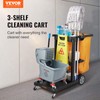 VEVOR Cleaning Cart, 3-Shelf Commercial Janitorial Cart, 200 lbs Capacity