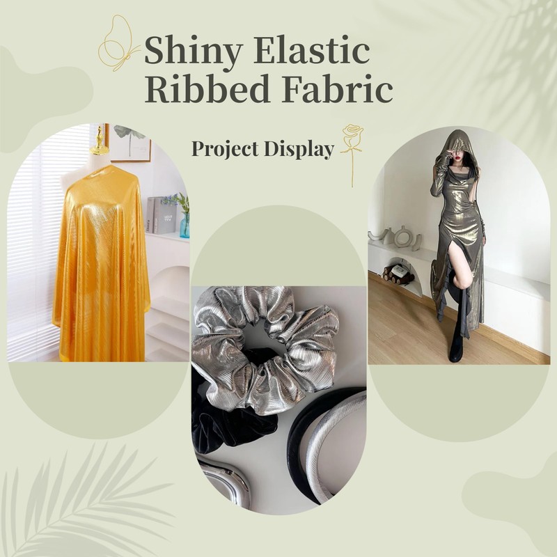 MaiMaiSuan 60’’ Wide Soft Shiny Stretch Metallic Luster Rib Knit
