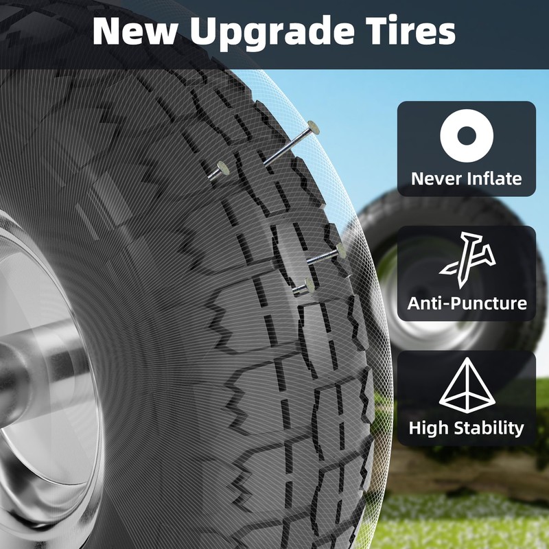【UPGRADED】4.10/3.50-4 Tire and Wheel Flat Free, 10 Inch Solid Rubber