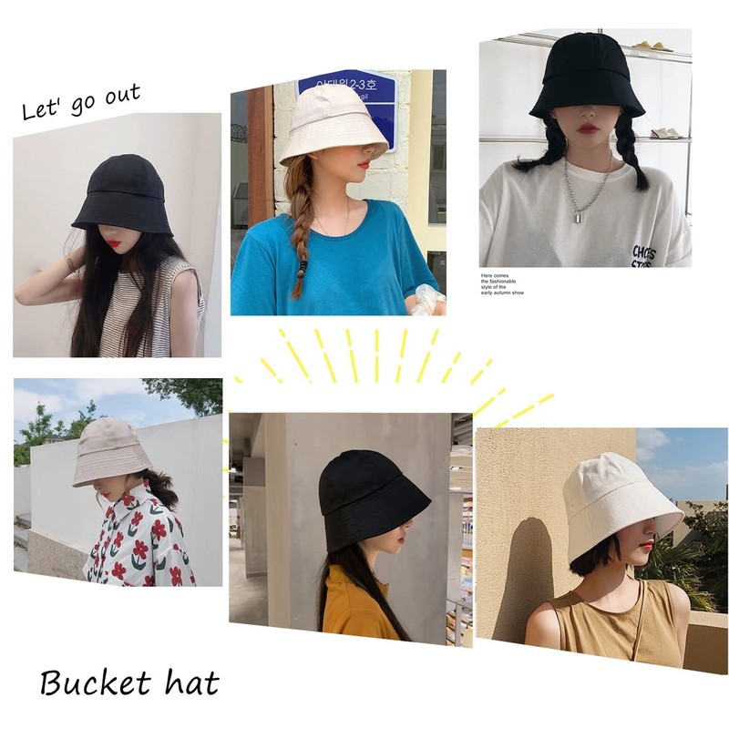 G-tiamo Women's Bucket Hat, Solid, Simple, Cute, Stylish, Hat, Foldable,
