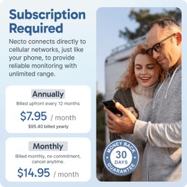 Necto RV Pet Temperature Monitor - No WiFi Required - Remote Power Outage & Temp Sensor with App Alerts. Cellular Monitoring System for Car, Home Safety & Server Room (Subscription Required)