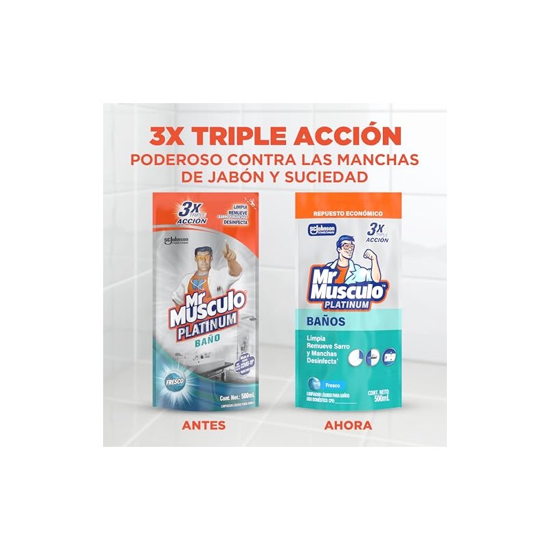 Músculo Platinum Limpiador Baño Quita Sarro Líquido Repuesto 500ml