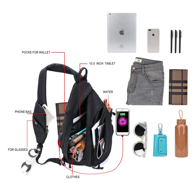 TurnWay Water-Proof Sling Backpack/Crossbody Bag/Shoulder Bag for Travel, Hiking, Cycling,
