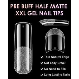 XXL Square Soft Gel Nail Tips, BORNBYME 120 PCS Half Matte False Nails Tips Nail Extenison Tips Gel X Nail Tips Acrylic False Nail Tips