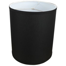 FenchelShades.com 12" Top Diameter x 12" Bottom Diameter 14" Height Cylinder Drum Lampshade USA Made (Black)