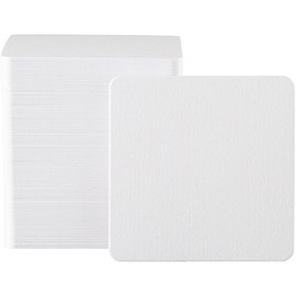 White Plain Square Round Paper Coasters 0.04 inch (1 mm), 100 Sheets