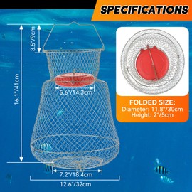 weyleity Floatable Galvanized Steel Wire Fish Basket丨Collapsible and Portable Fishing Basket Cage, Robust and Easy to Use Fish Basket for Live Catch Outdoors