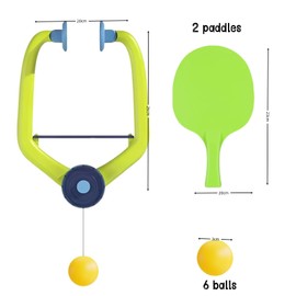 Hanging Table Tennis Trainer, Door Table Tennis Game, Table Tennis Trainer Set, Door Ping Pong Game for Door Frame, Adjustable Hanging Table Tennis, with 2 Bats and 6 Balls, for Children Adults