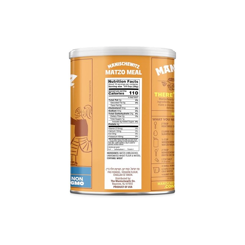 Manischewitz Matzo Meal Daily Canister, 1 Pound (Pack of 2)