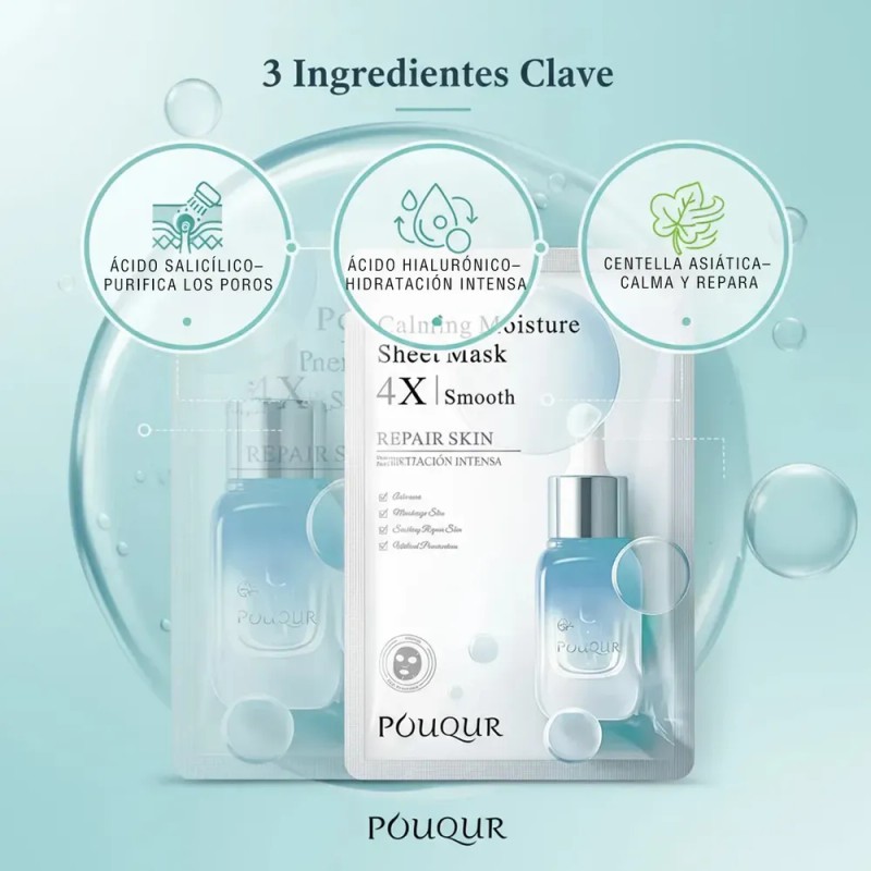 Kit 10 Mascarillas Coreanas Faciales Centella Ácido Salicílico Anti Acné
